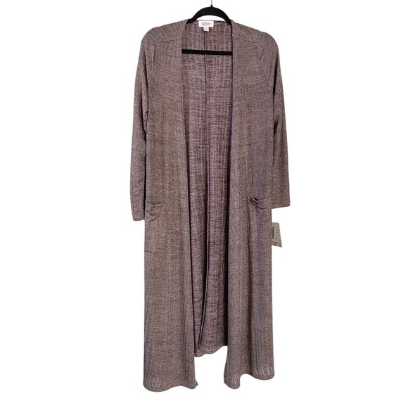 LuLaRoe Sweaters - NWT LulaRoe Womens Sarah Open Front Long Cardigan Duster Metallic Mauve Size S